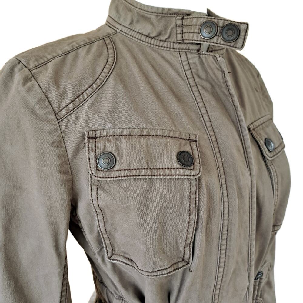 LOFT Utility Jacket Blazer Size 6 Vintage Brown Casual Military Moto - Picture 3 of 9